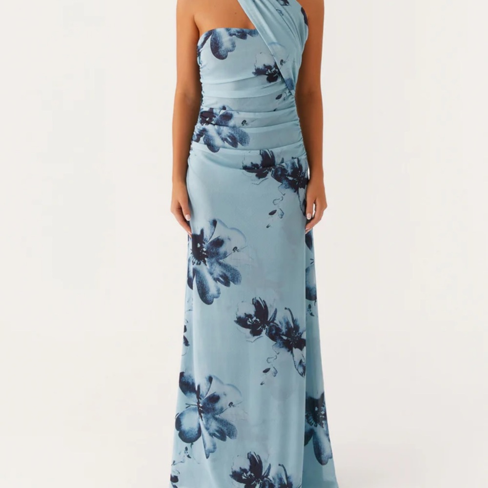 Peppermayo One Shoulder Blue Floral Dress